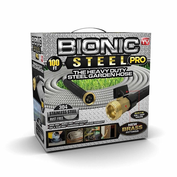 Bionic Steel 5/8 in ID x 100 ft L Pro Heavy Duty Garden Hose, Silver 6028360 - main